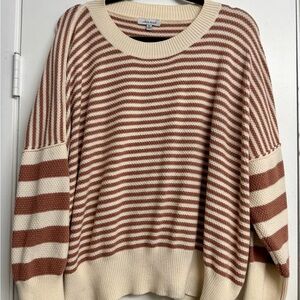 White Birch Brown and Cream Striped Sweater